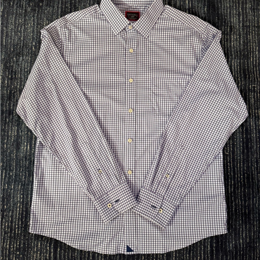 UNTUCKit Mens Performance Shirt - Purple and Blue Slim Fit Button Down